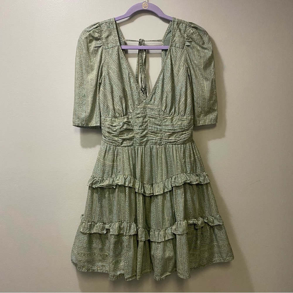 American Eagle Outfitters Green Ruffled Mini Dress